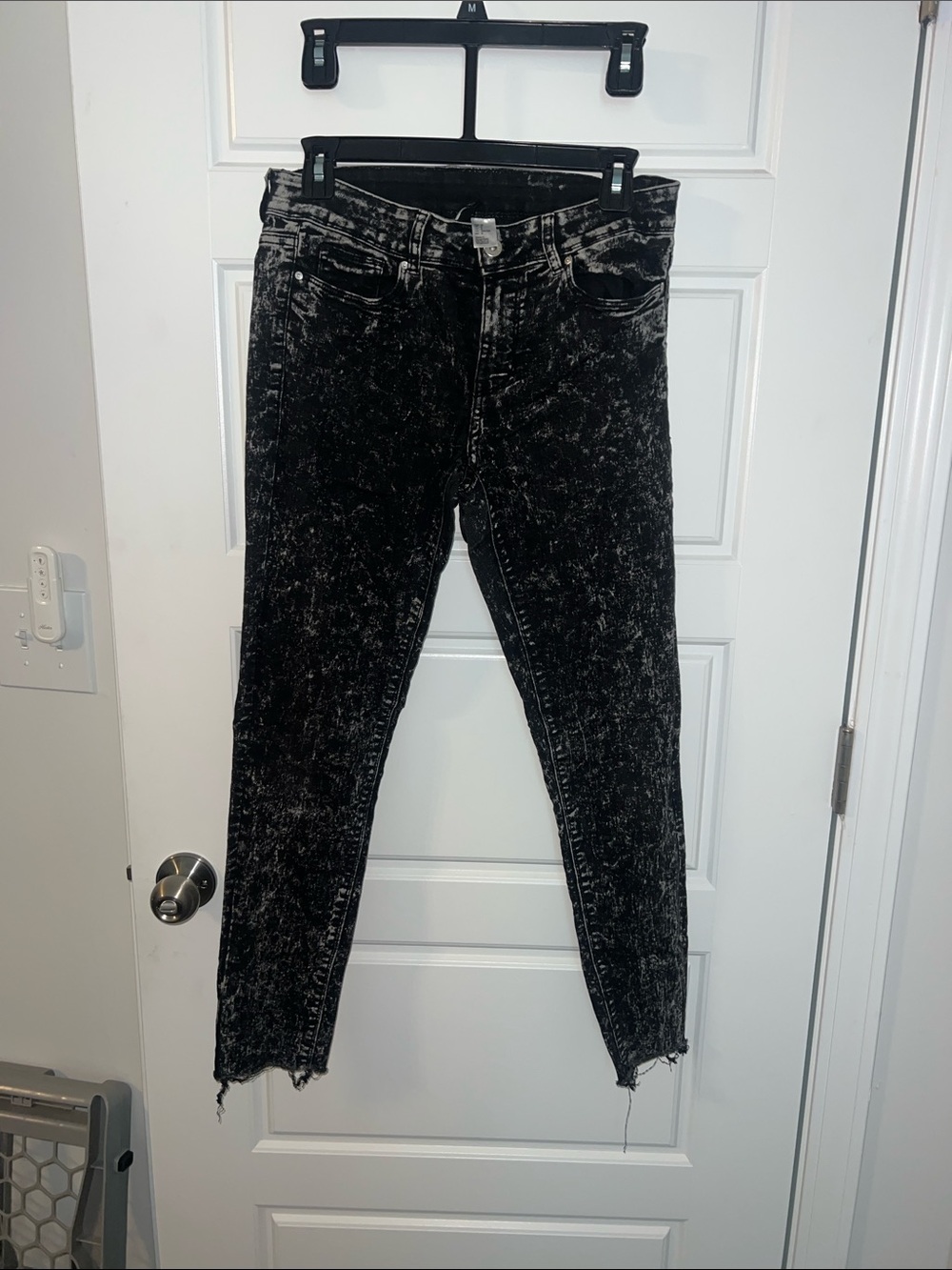 Acid Wash Black Skinny Jeans